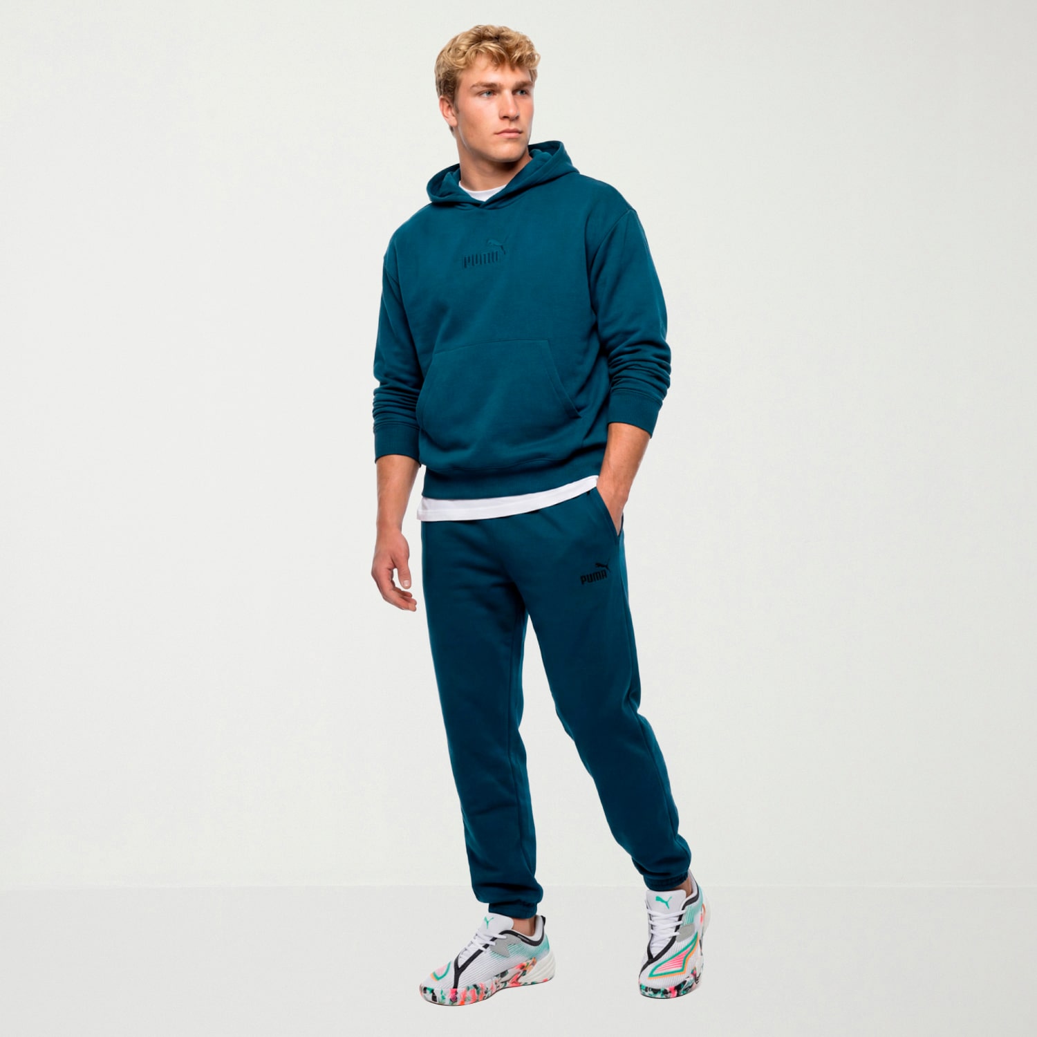 PUMA Mens Straight Mid Rise Regular Fit Fleece Active Jogger Pant