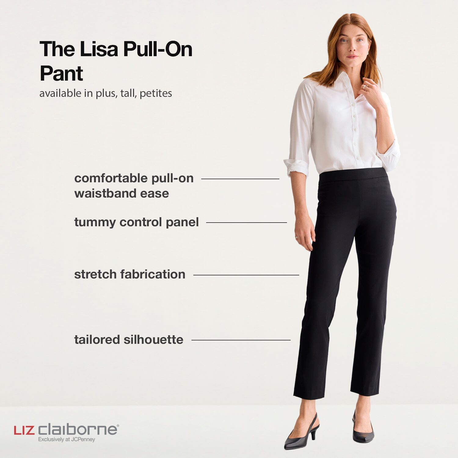 Liz Claiborne Lisa Womens Tall Straight Pull-On Pant