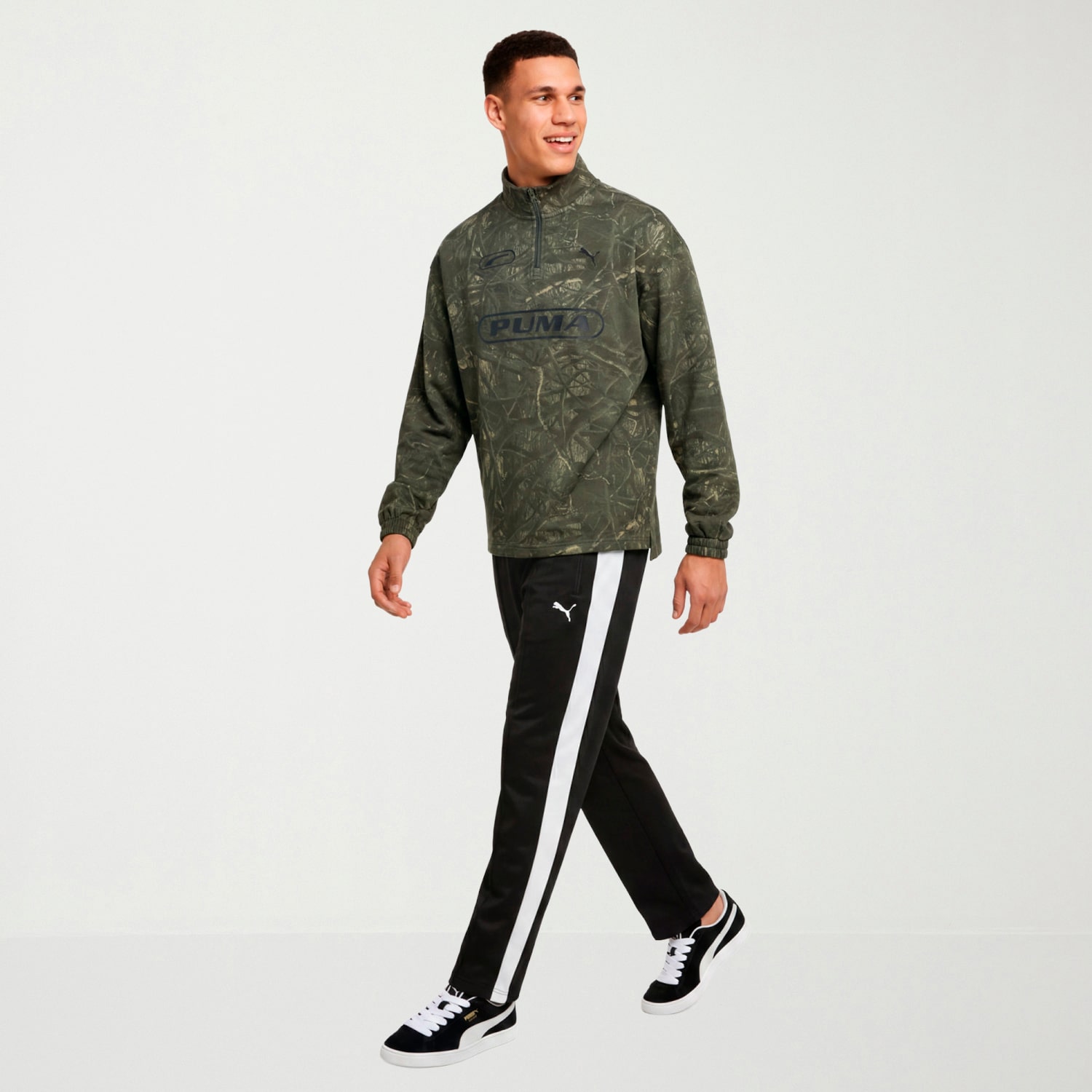 PUMA Mens Mock Neck Long Sleeve Active Quarter-Zip Pullover