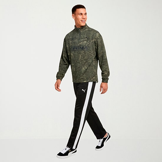 PUMA Mens Mock Neck Long Sleeve Active Quarter-Zip Pullover