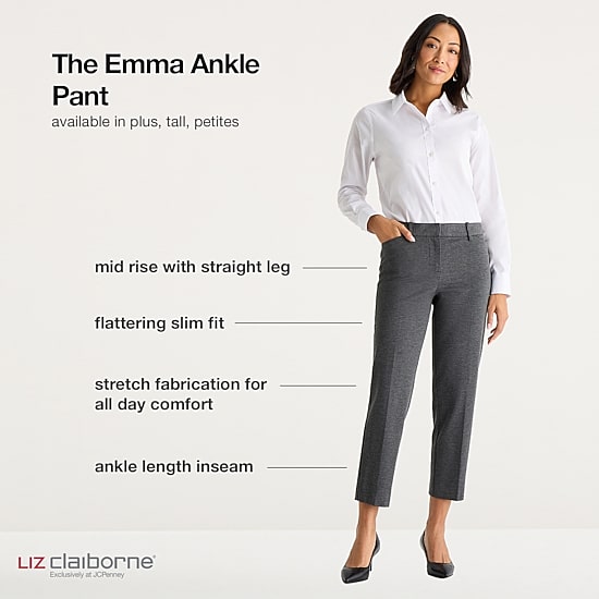 Liz Claiborne Emma Womens Straight Mid Rise Ankle Pant