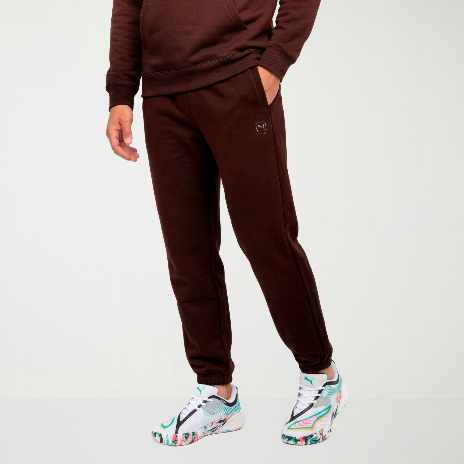 PUMA Mens Comfort Waistband Tapered Mid Rise Regular Fit Fleece Sweatpant