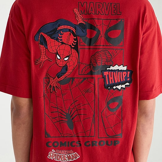 AEROPOSTALE Mens Crew Neck Short Sleeve Regular Fit Spiderman Graphic T-Shirt