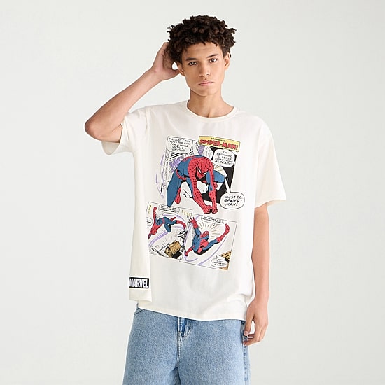 AEROPOSTALE Mens Crew Neck Short Sleeve Regular Fit Spiderman Graphic T-Shirt