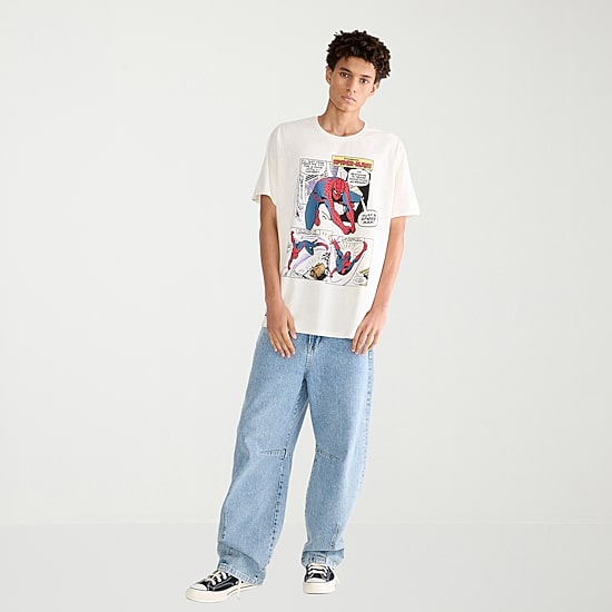 AEROPOSTALE Mens Crew Neck Short Sleeve Regular Fit Spiderman Graphic T-Shirt