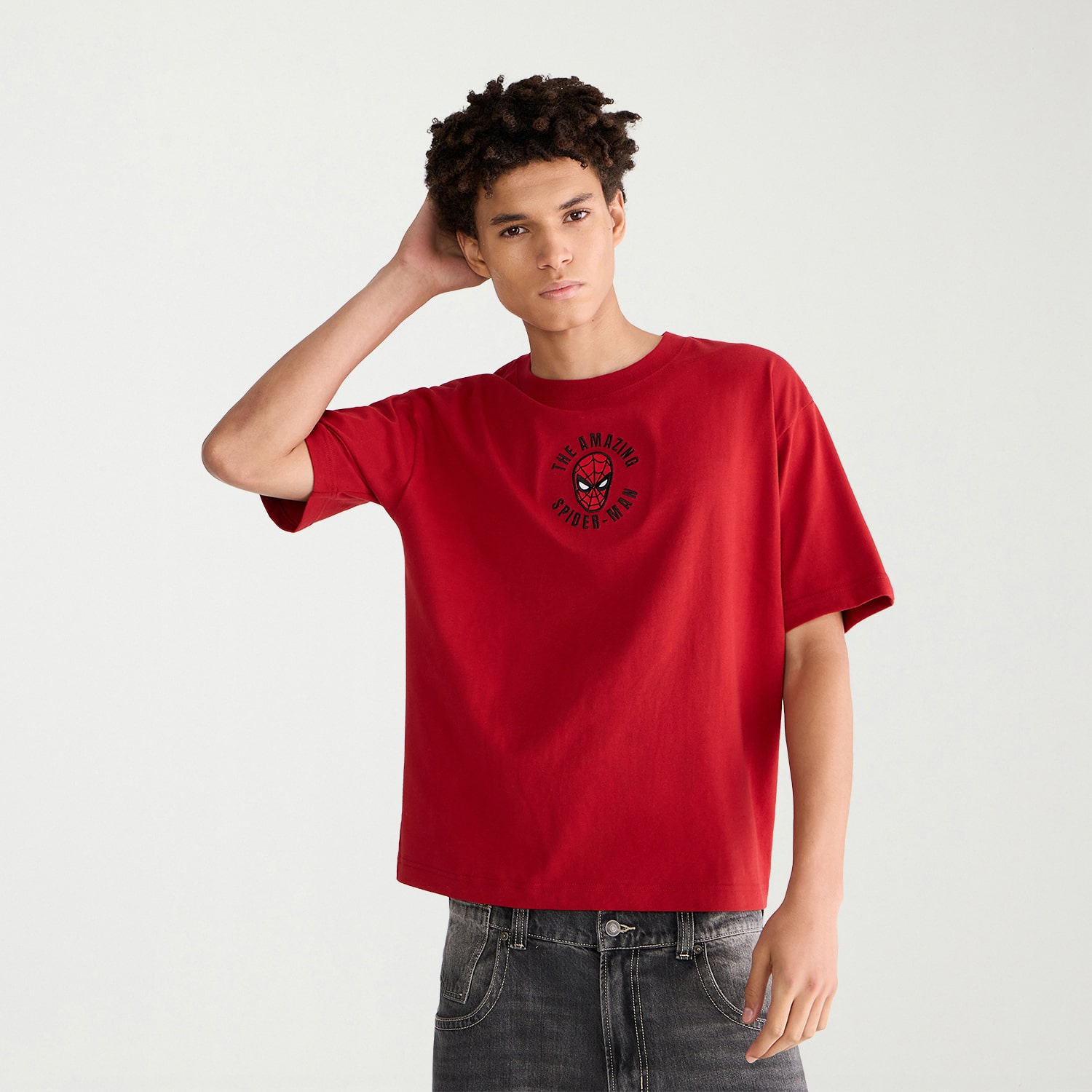 AEROPOSTALE Mens Crew Neck Short Sleeve Regular Fit Spiderman Graphic T-Shirt