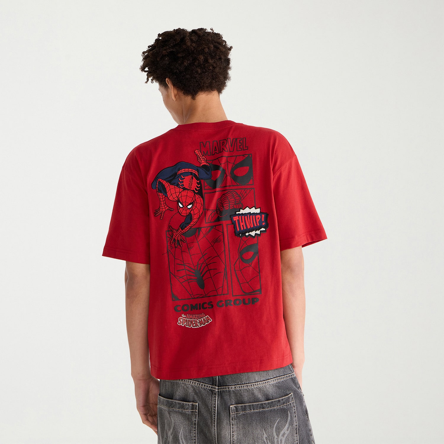 AEROPOSTALE Mens Crew Neck Short Sleeve Regular Fit Spiderman Graphic T-Shirt