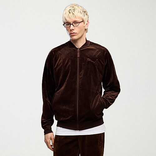 Puma Men's Relaxed Velour Full Zip Track Jacket - Chocolate Fondue