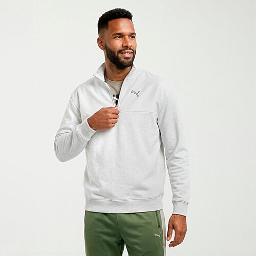 PUMA Mens Mock Neck Long Sleeve Active Quarter-Zip Pullover, Medium, Gray