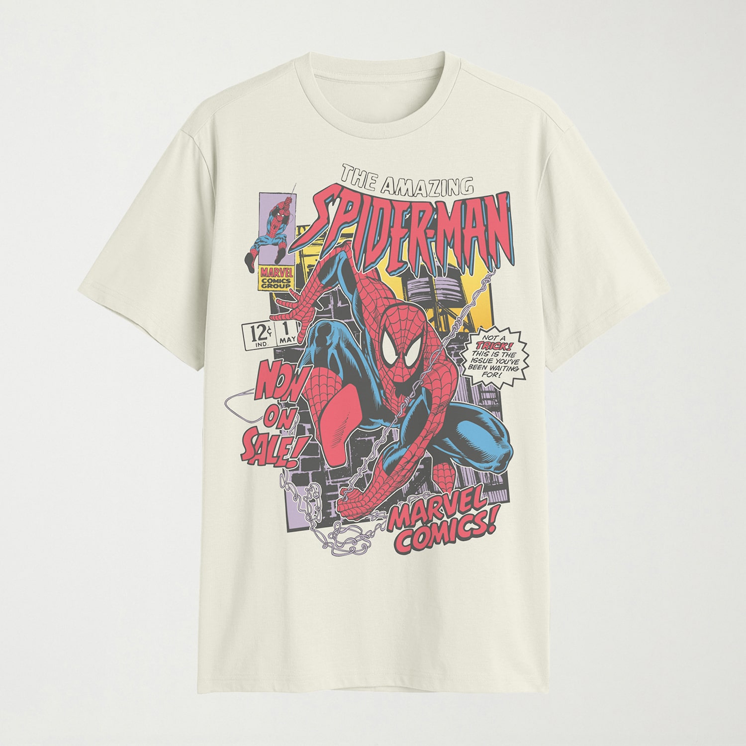 Novelty Mens Crew Neck Short Sleeve Regular Fit Spiderman Graphic T-Shirt