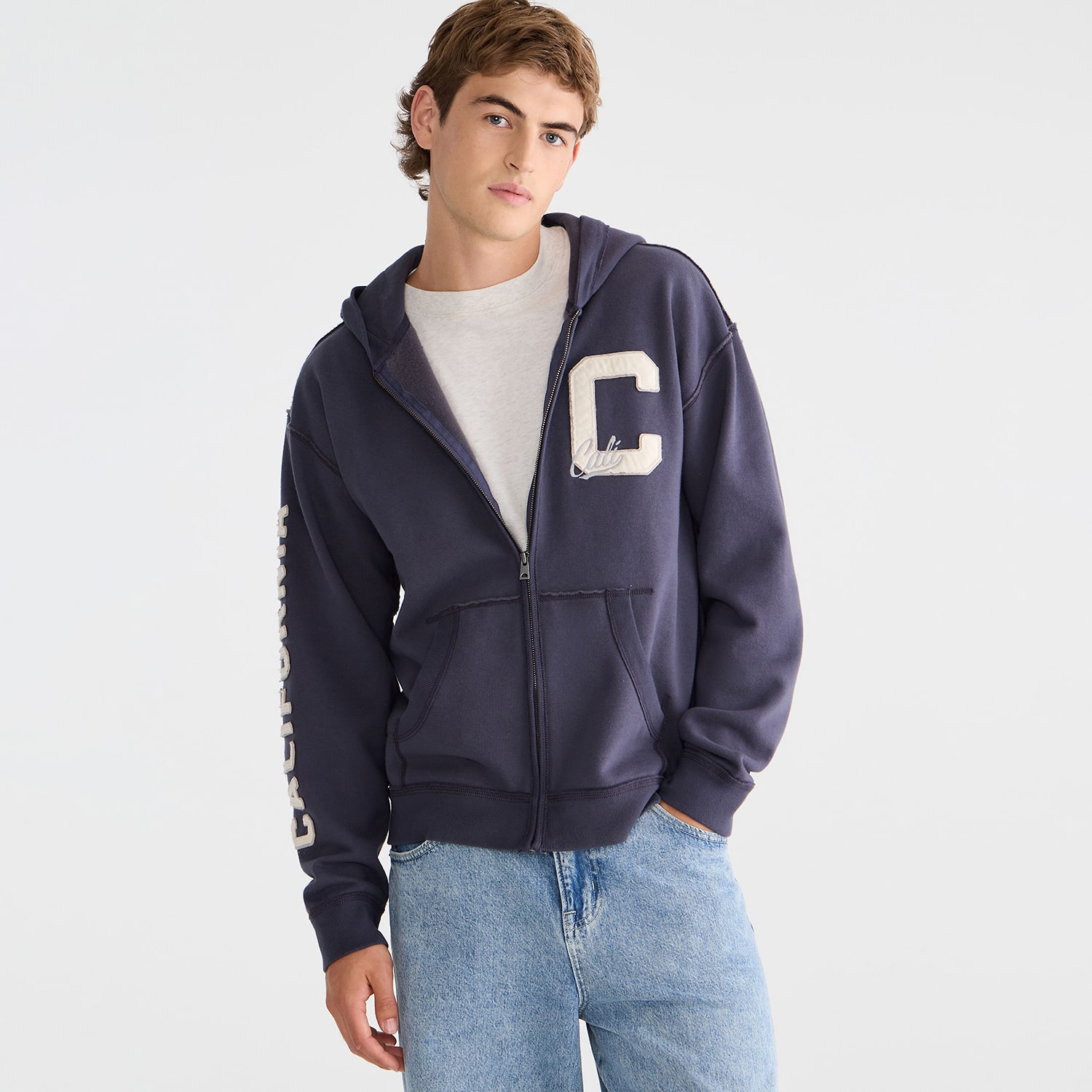 AEROPOSTALE Mens Long Sleeve Fleece Zipper Hoodie