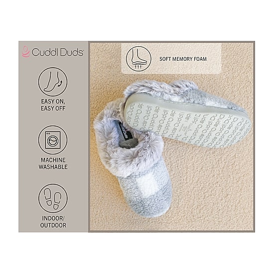 Cuddl Duds Buffalo Faux Womens Memory Foam Clog Slippers