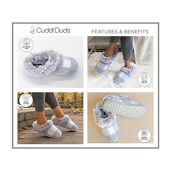 Cuddl Duds Buffalo Faux Womens Memory Foam Clog Slippers