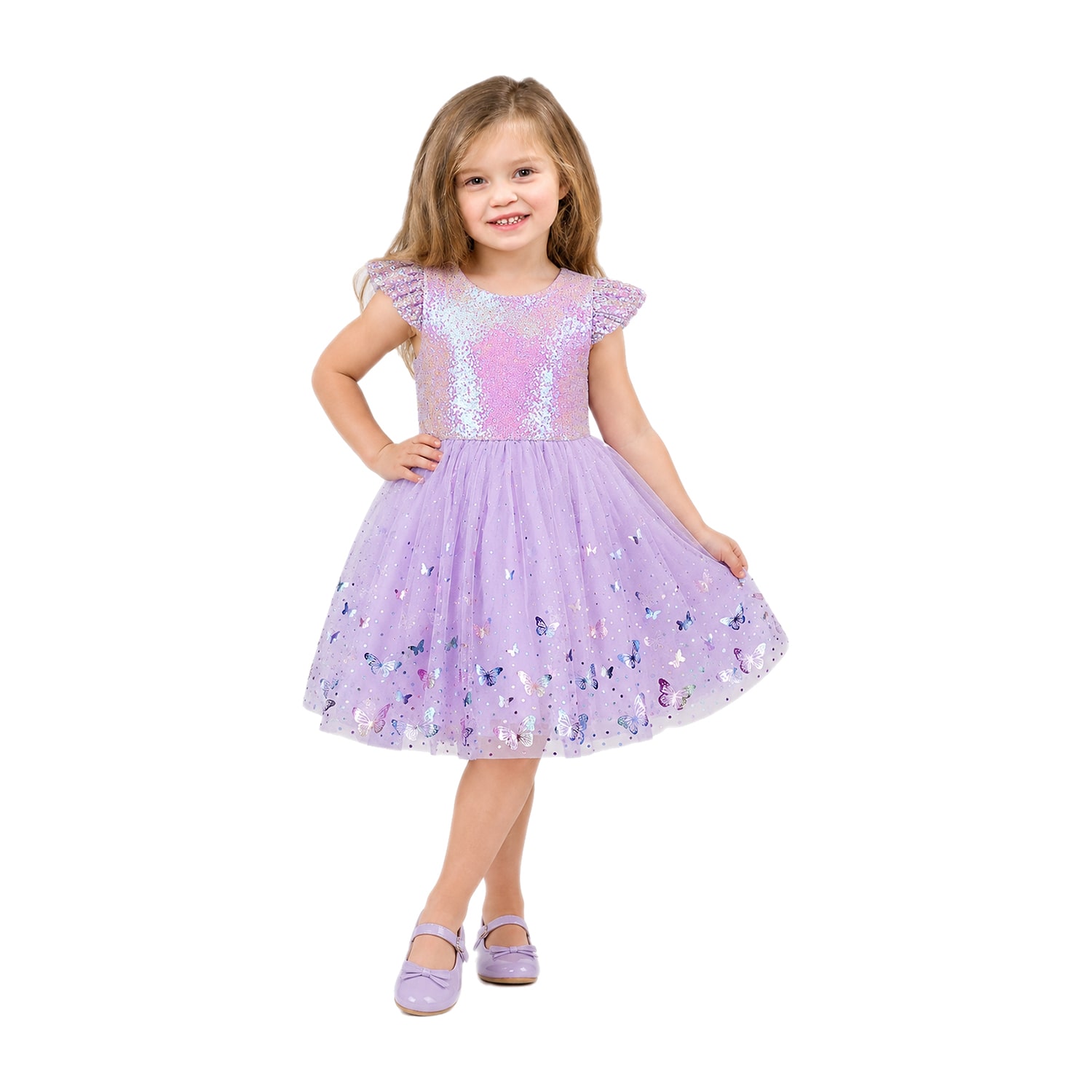 Lilt Girls Flutter Short Sleeve Tutu Dress