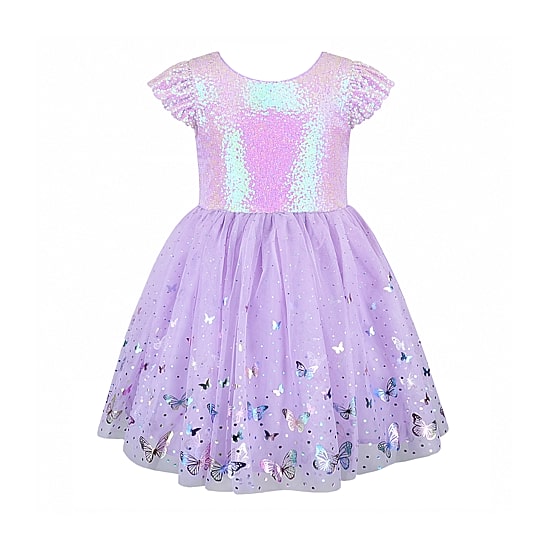 Lilt Girls Flutter Short Sleeve Tutu Dress