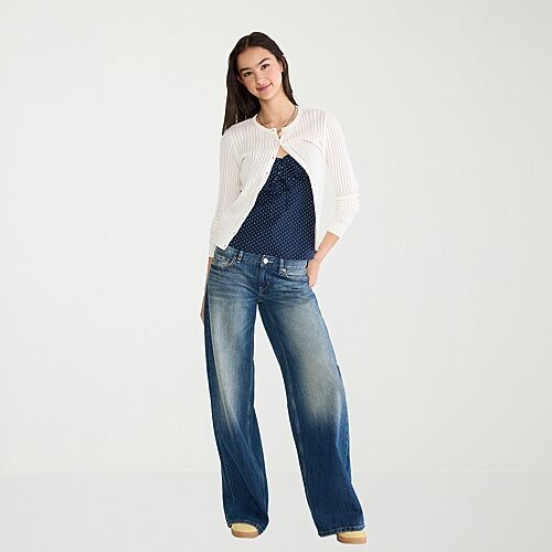Aéropostale Womens Juniors Low Rise Wide Leg Jean In Blue
