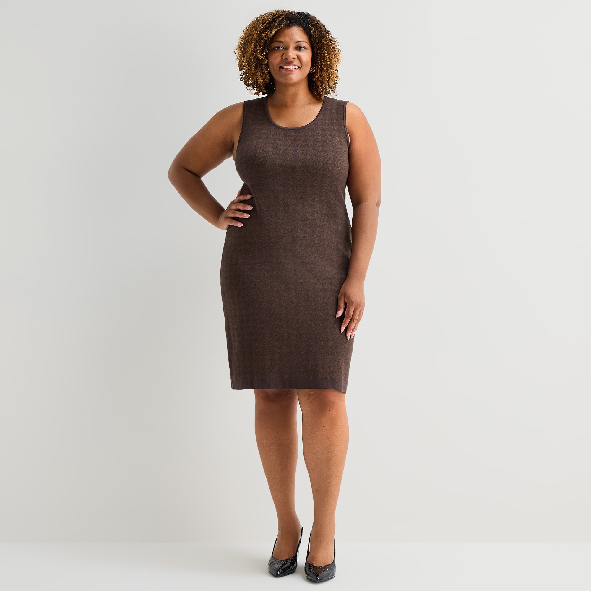 Melonie T Womens Plus Sleeveless Sweater Dress