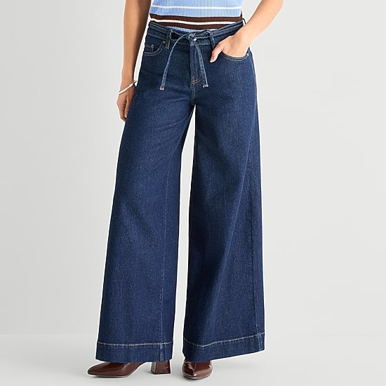 A.N.A Womens Mid Rise Wide Leg Jean
