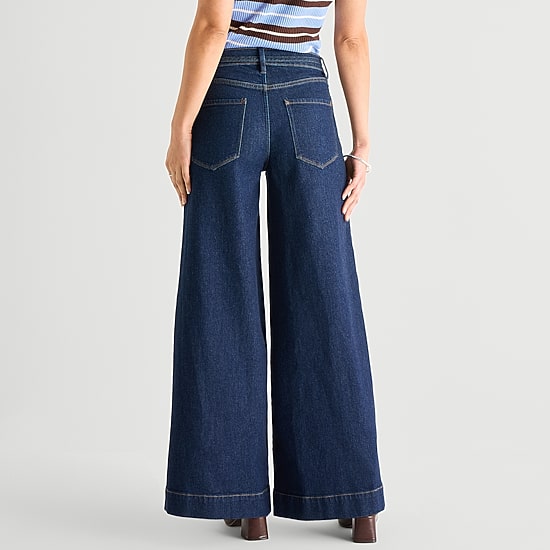A.N.A Womens Mid Rise Wide Leg Jean