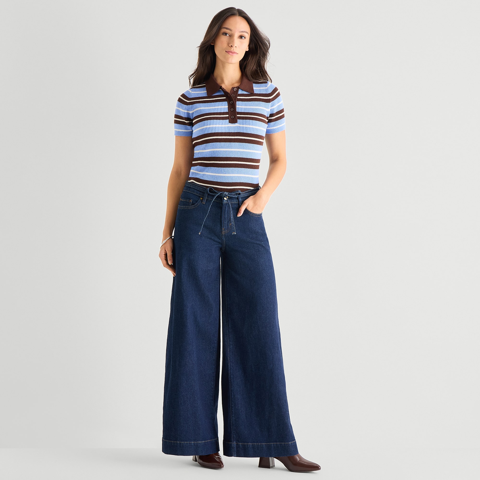 a.n.a Womens Mid Rise Wide Leg Jean