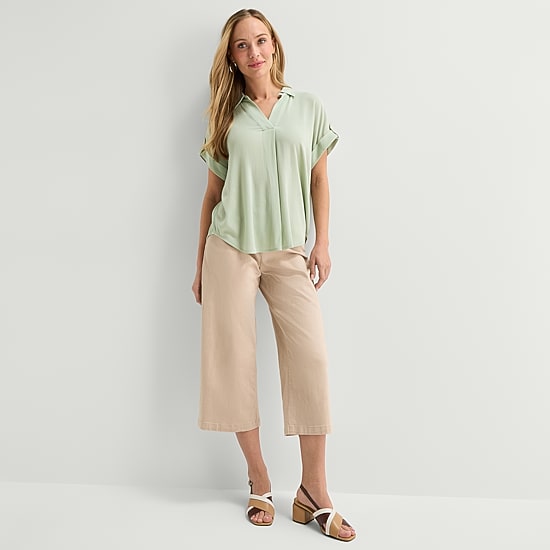 Liz Claiborne Womens Short Sleeve Blouse
