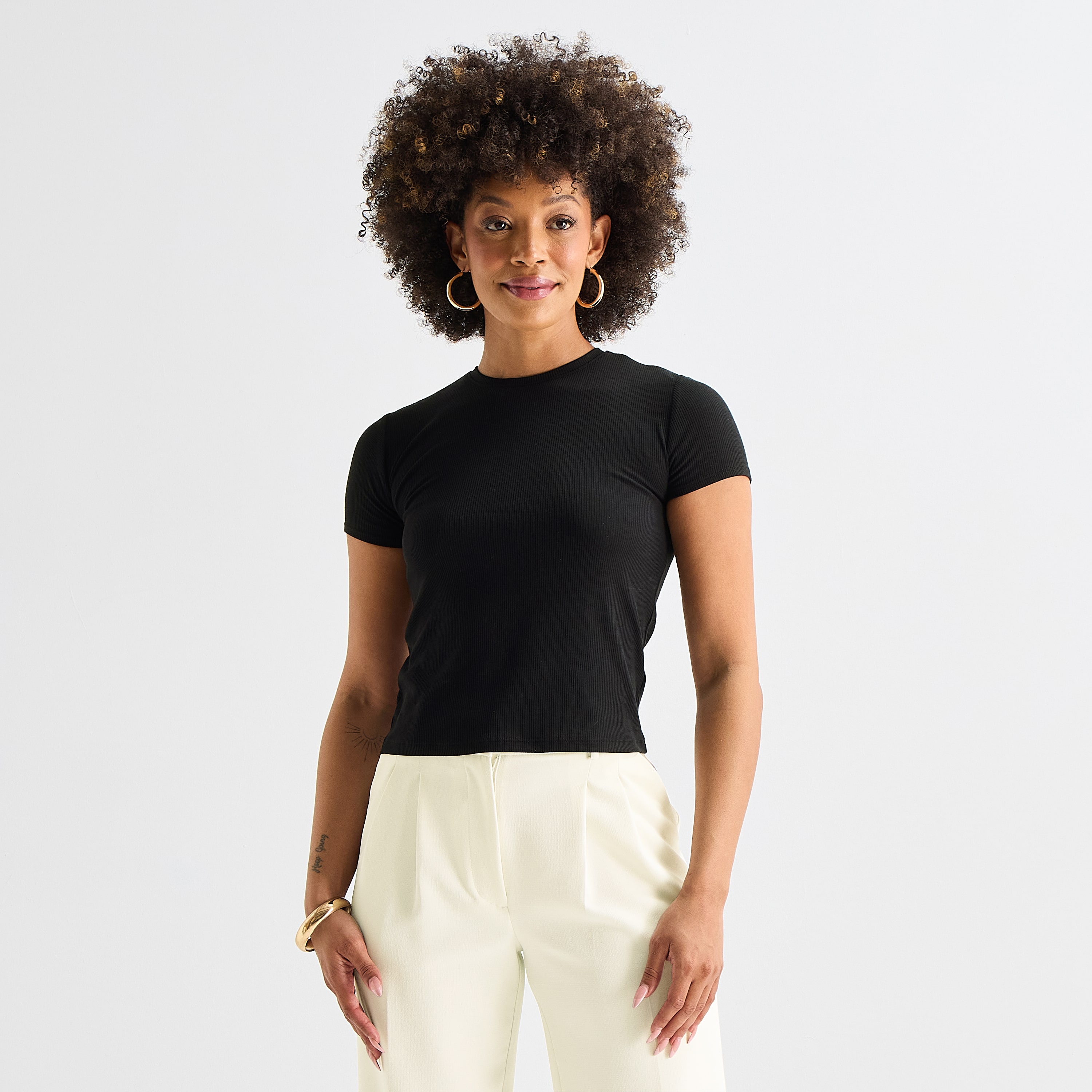 Worthington Womens Crew Neck Short Sleeve T-Shirt