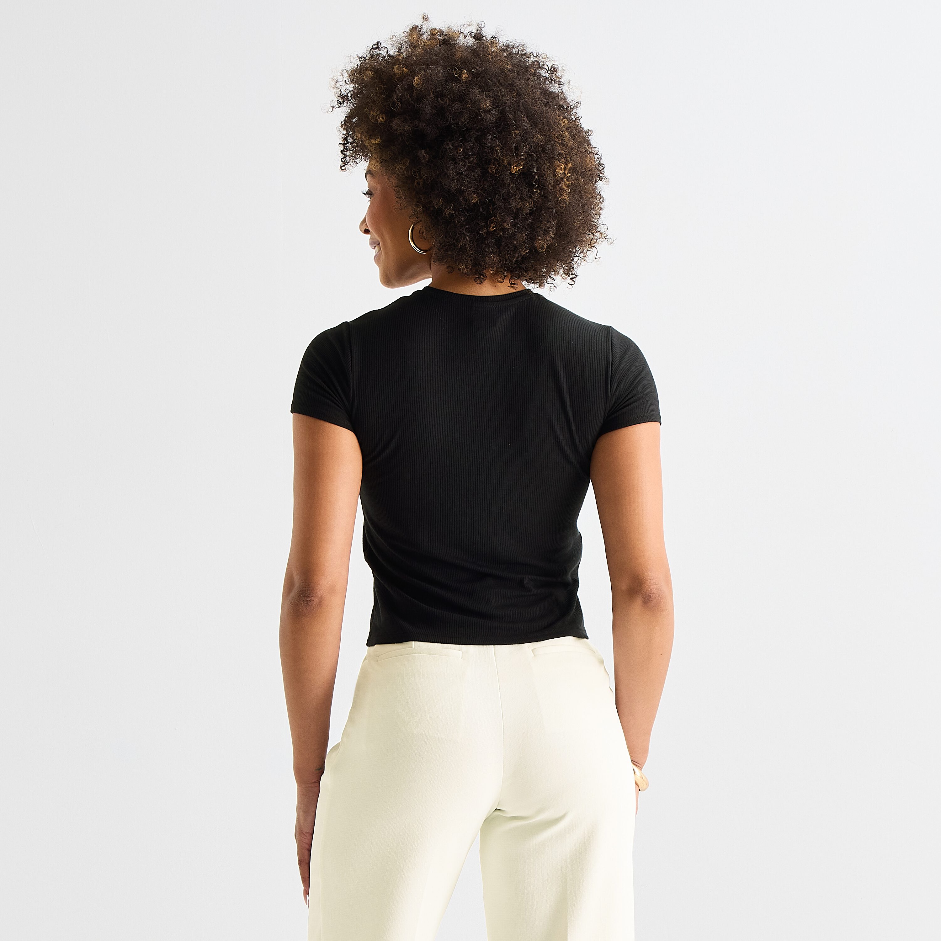 Worthington Womens Crew Neck Short Sleeve T-Shirt