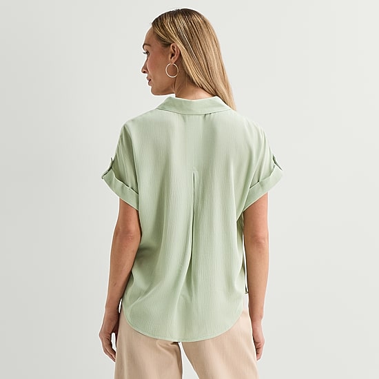 Liz Claiborne Womens Short Sleeve Blouse