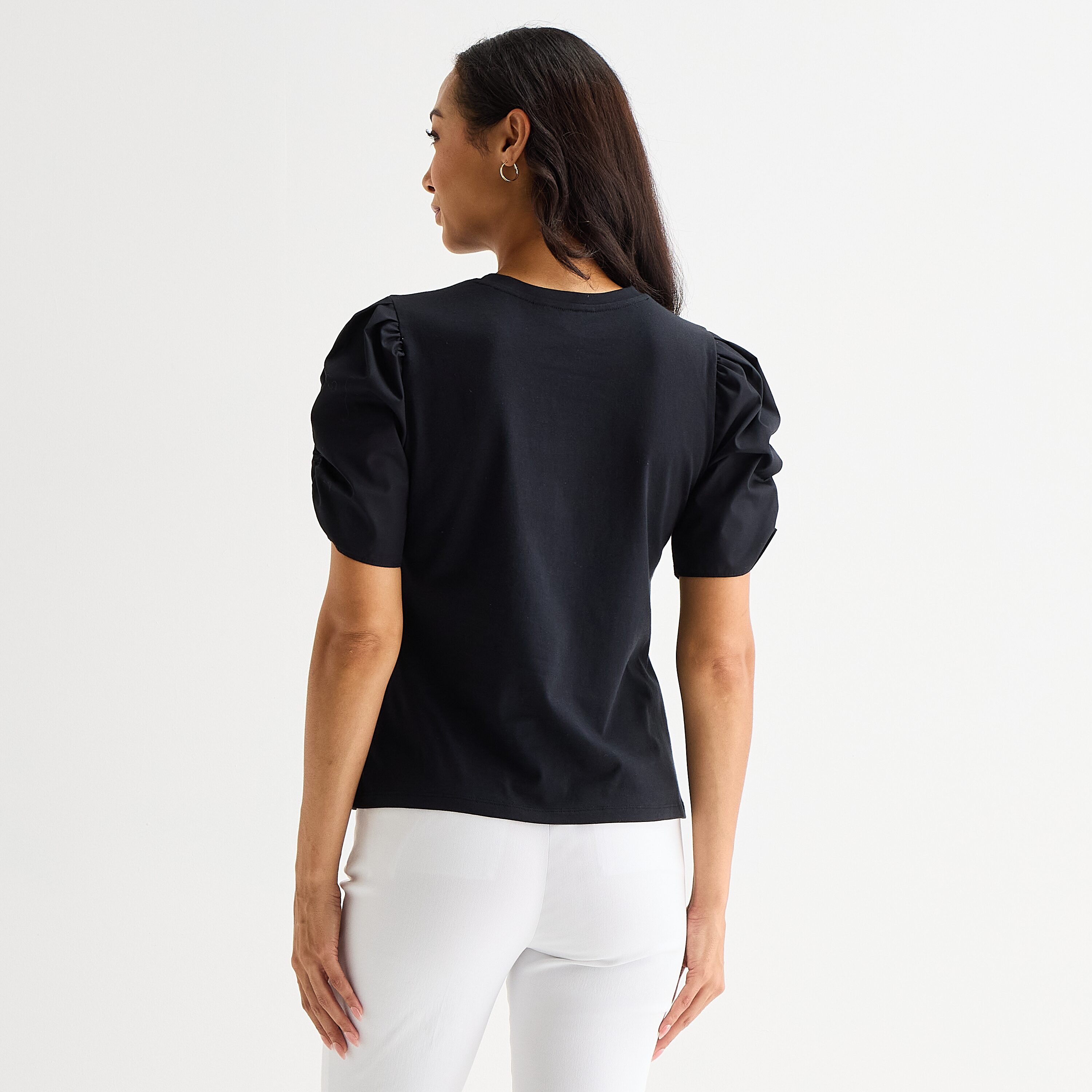 Liz Claiborne Womens Petite Crew Neck Short Sleeve Blouse