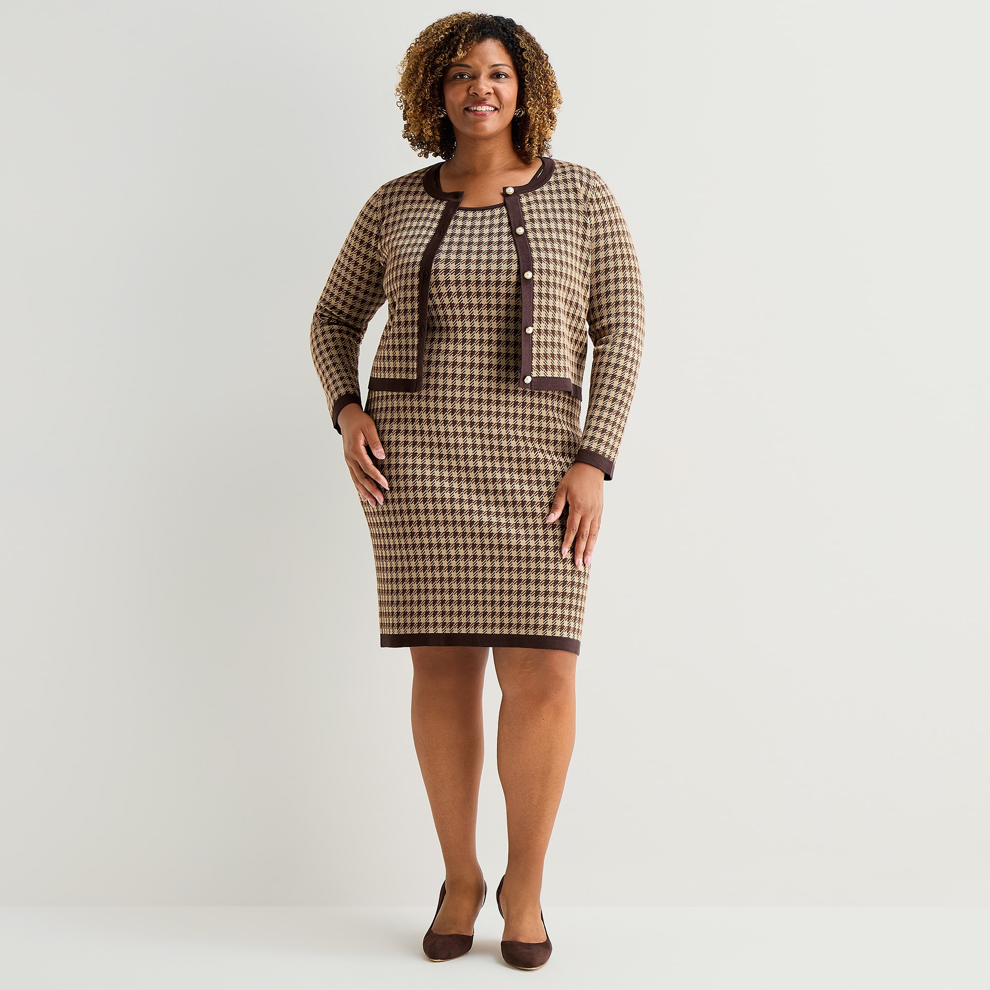 Melonie T Womens Plus Long Sleeve Sweater Jacket Dress
