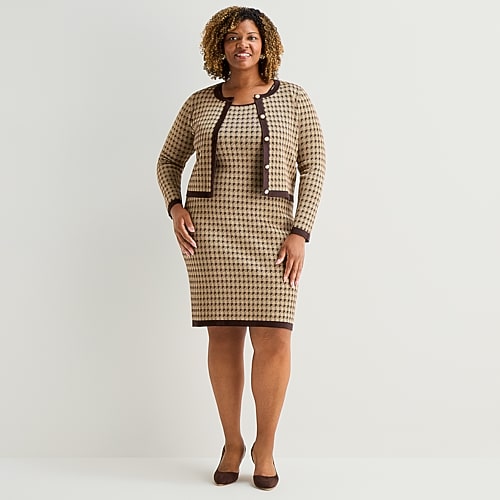 Melonie T Womens Plus Sleeveless Sweater Dress In Brown