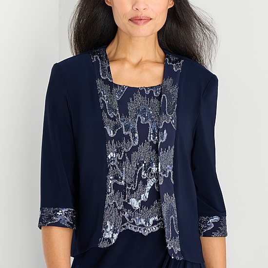 Maya Brooke Womens Jacket Dress