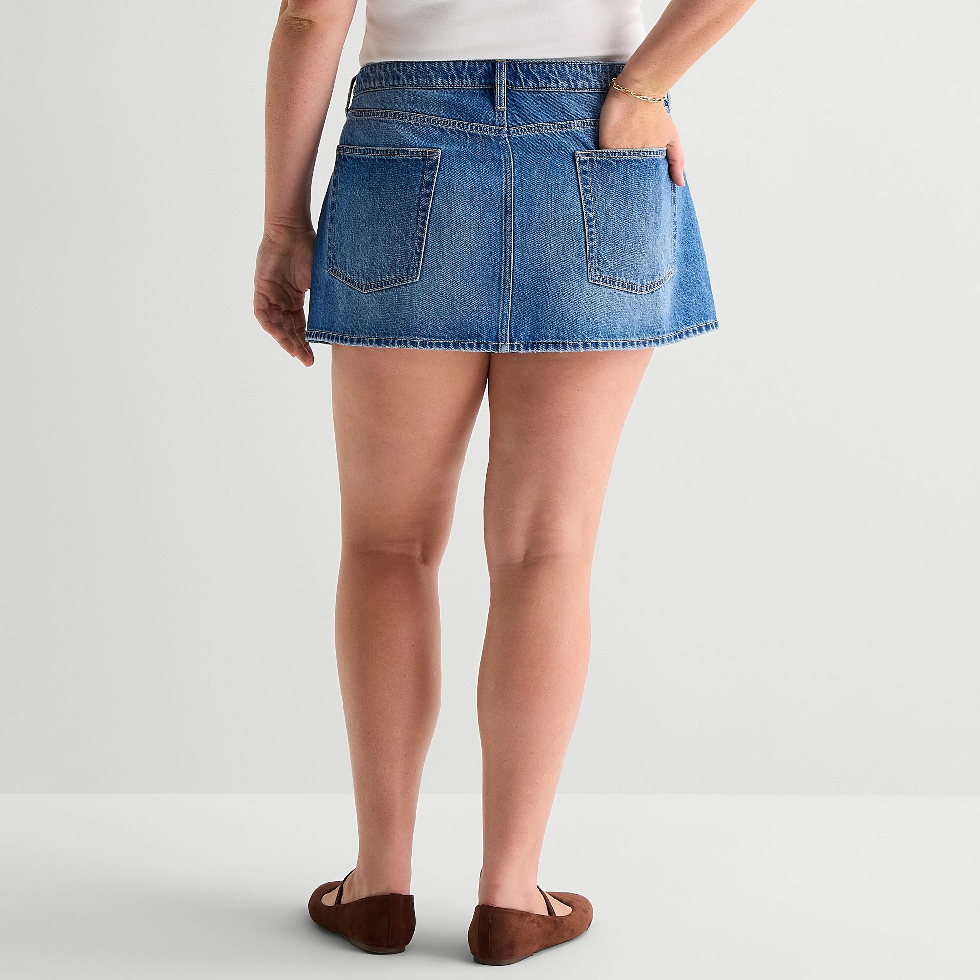 Arizona Womens Low Rise Mini Denim Skirt