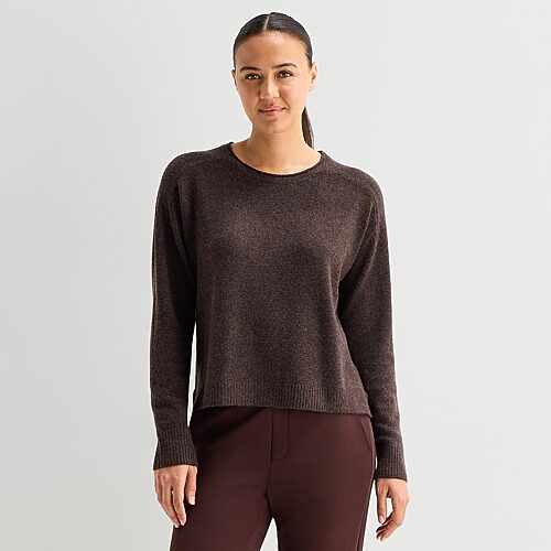 Stylus Womens Crew Neck Long Sleeve Striped Pullover Sweater In Brown