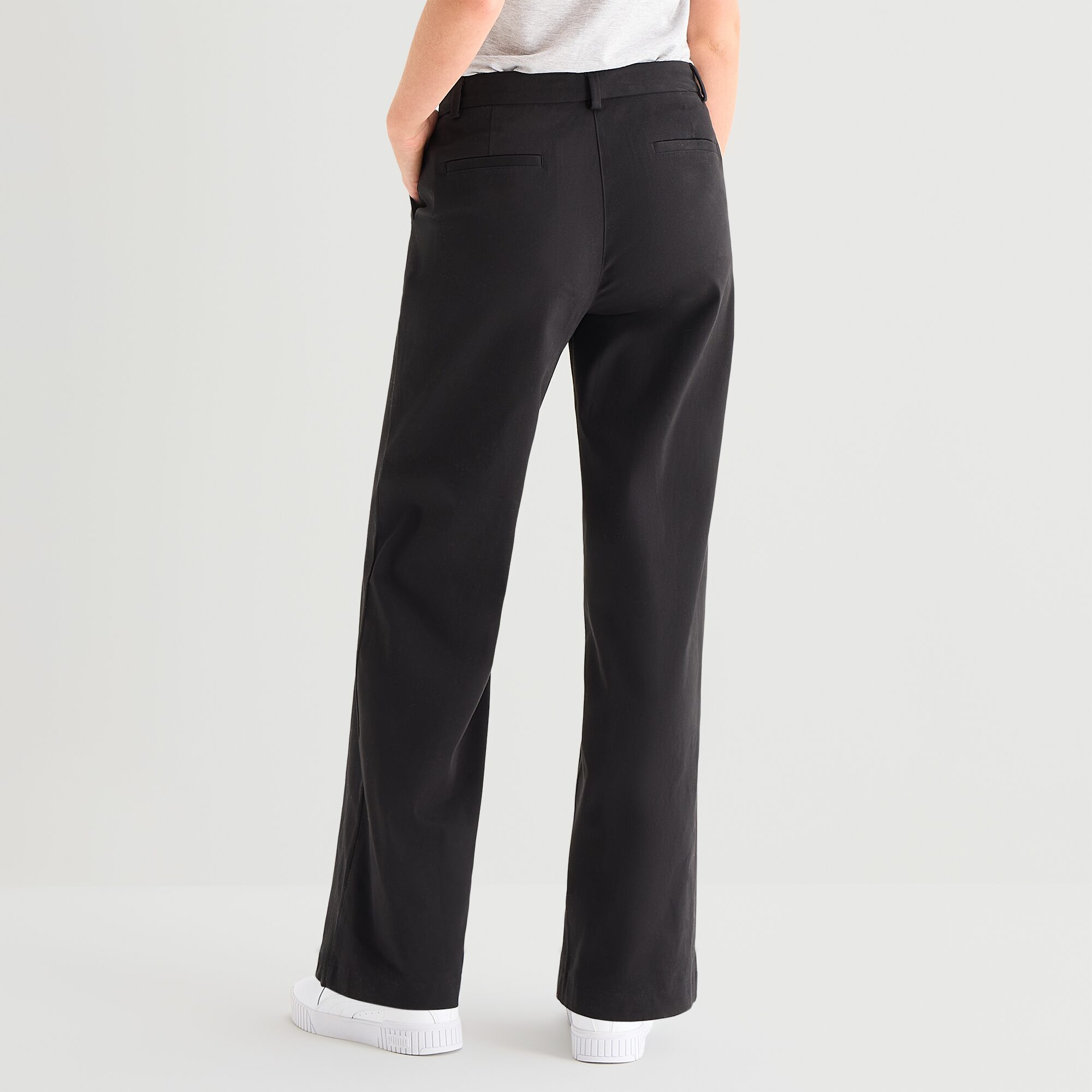 IZOD Womens Juniors Wide Leg Mid Rise Flat Front Pant