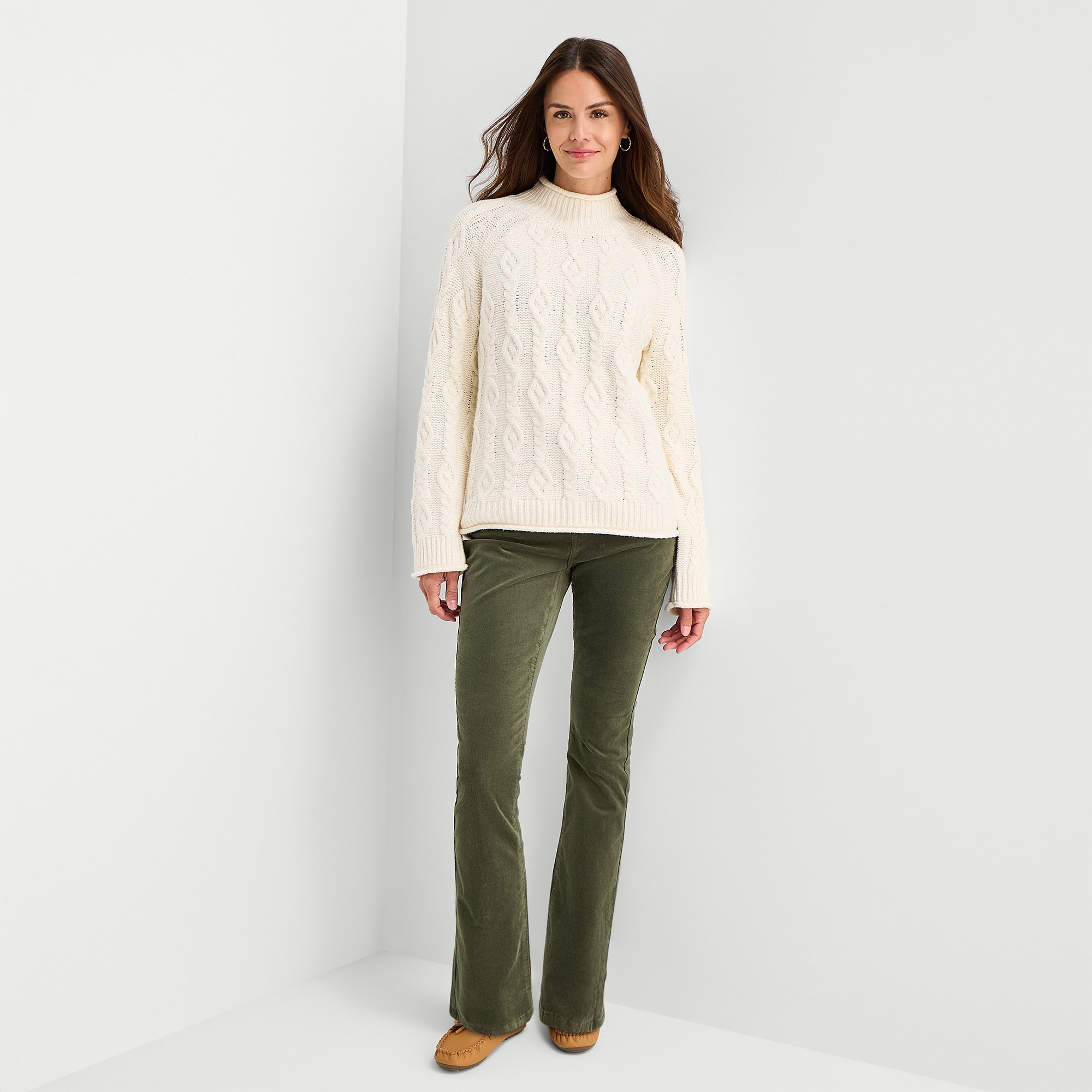 St. John's Bay Womens Mock Neck Long Sleeve Pullover Sweater
