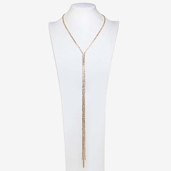 Bijoux Bar Gold Tone Womens Glass 18 1/2 Inch Y Necklace