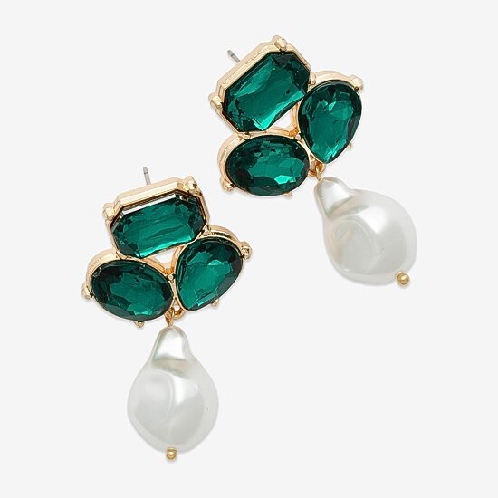 Bijoux Bar Womens Glass Drop Earrings