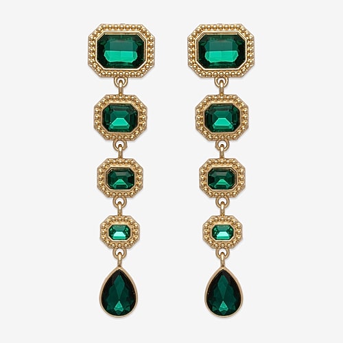 Bijoux Bar Womens Glass Drop Earrings In Green