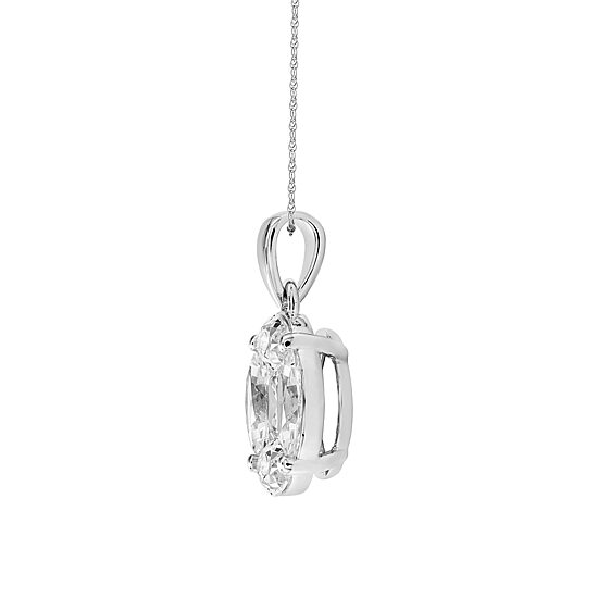 (F / Si2) Womens 2 CT. T.W. Lab Grown White Diamond 10K Gold Round 18 Inch Pendant Necklace