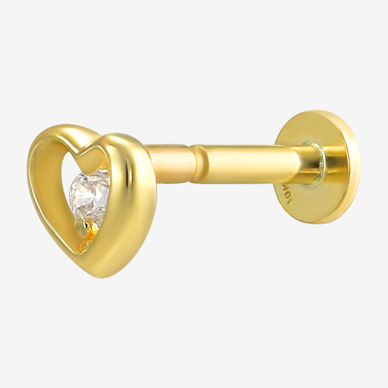Gold Addiction Womens Blue Cubic Zirconia 10K Gold Heart Single Earring