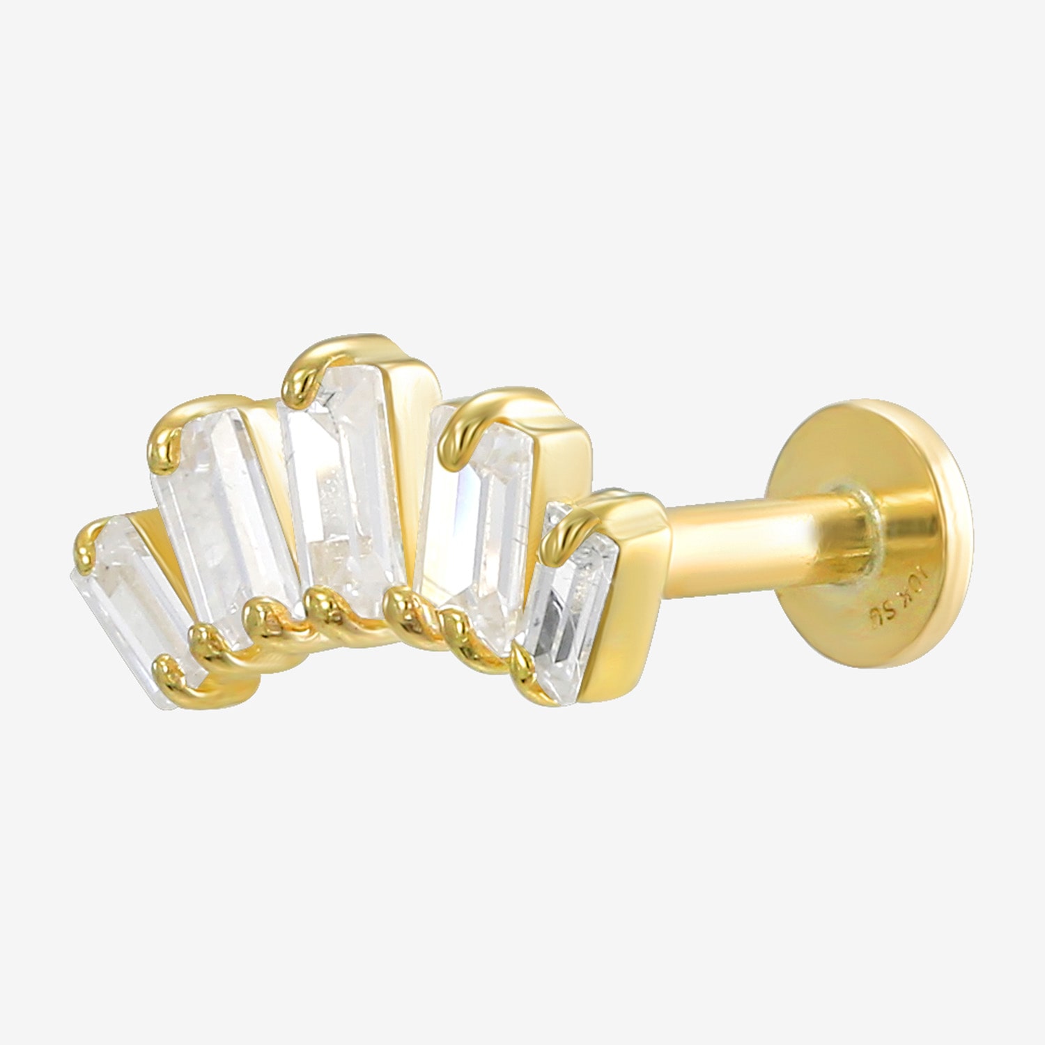 Gold Addiction Womens White Cubic Zirconia 10K Gold 8.2mm Single Earring