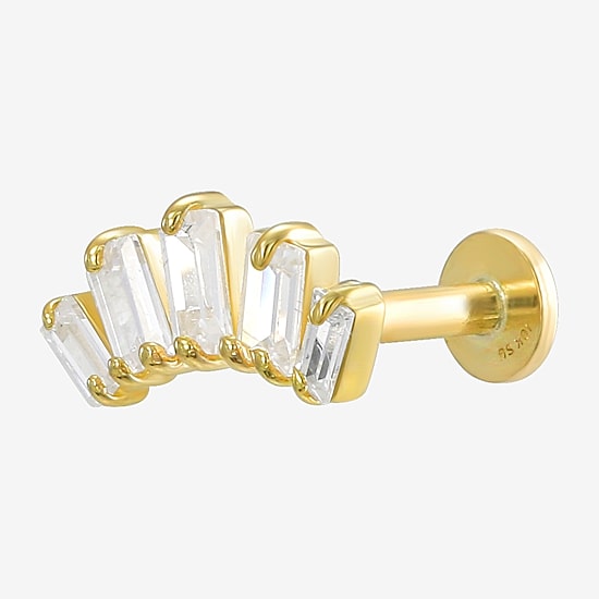 Gold Addiction Womens White Cubic Zirconia 10K Gold 8.2mm Single Earring