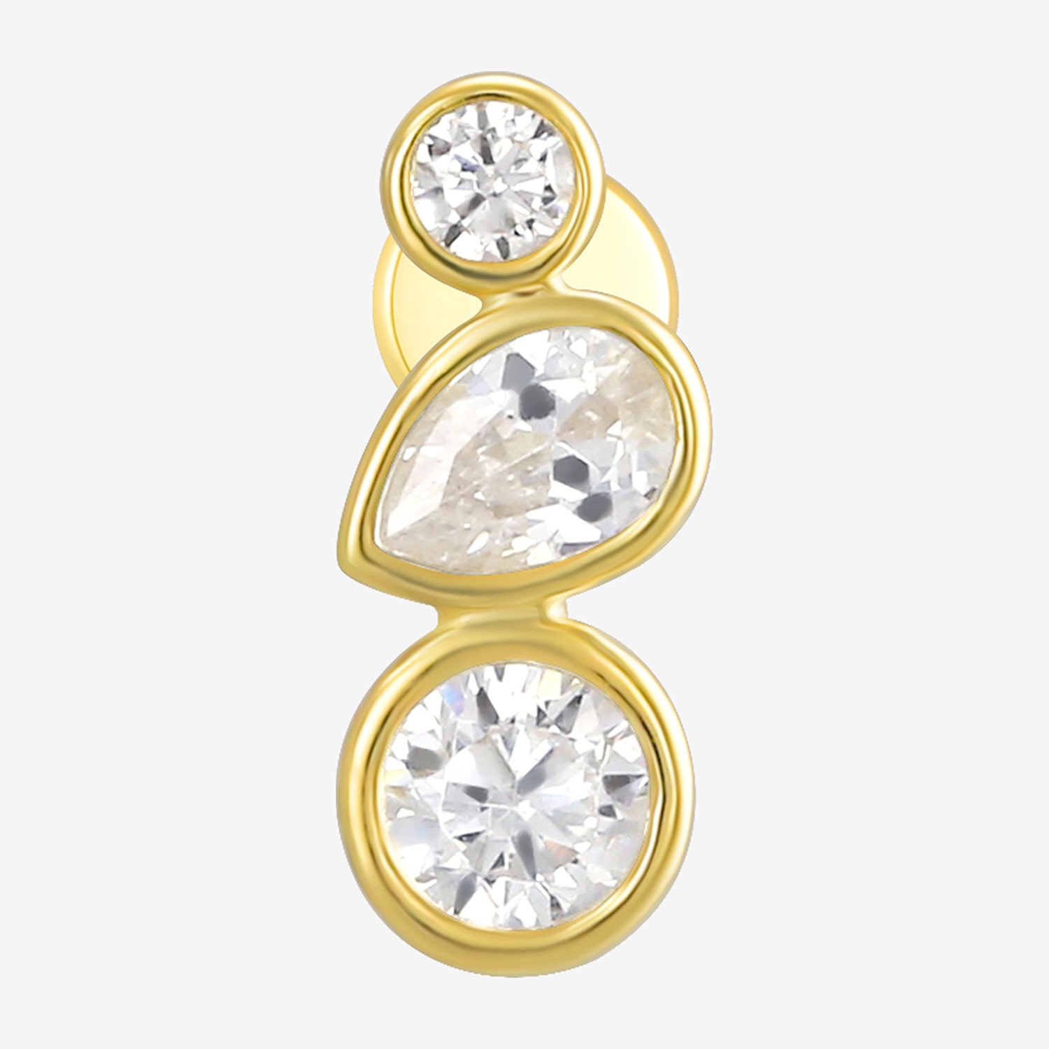 Gold Addiction Womens White 10K Gold 8mm Single Earring