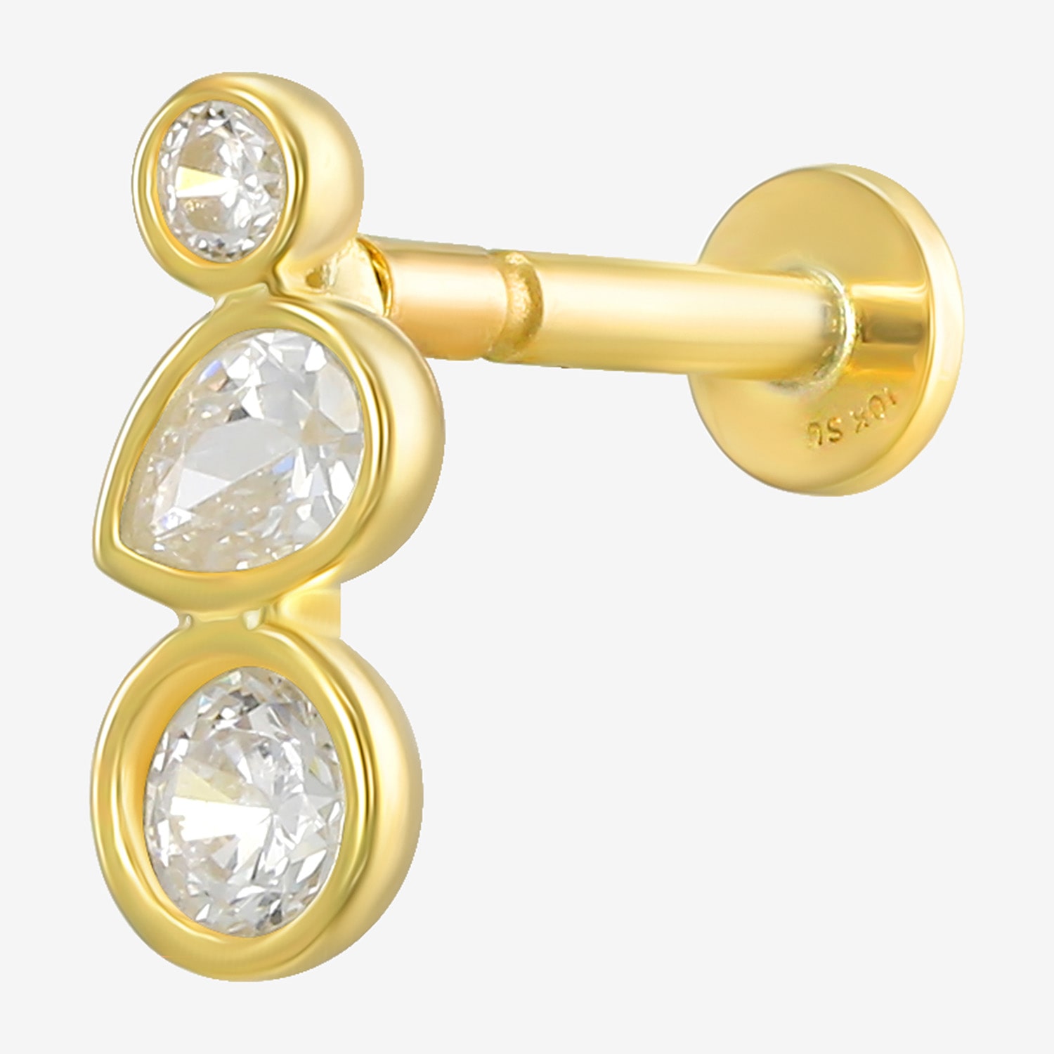 Gold Addiction Womens White 10K Gold 8mm Single Earring