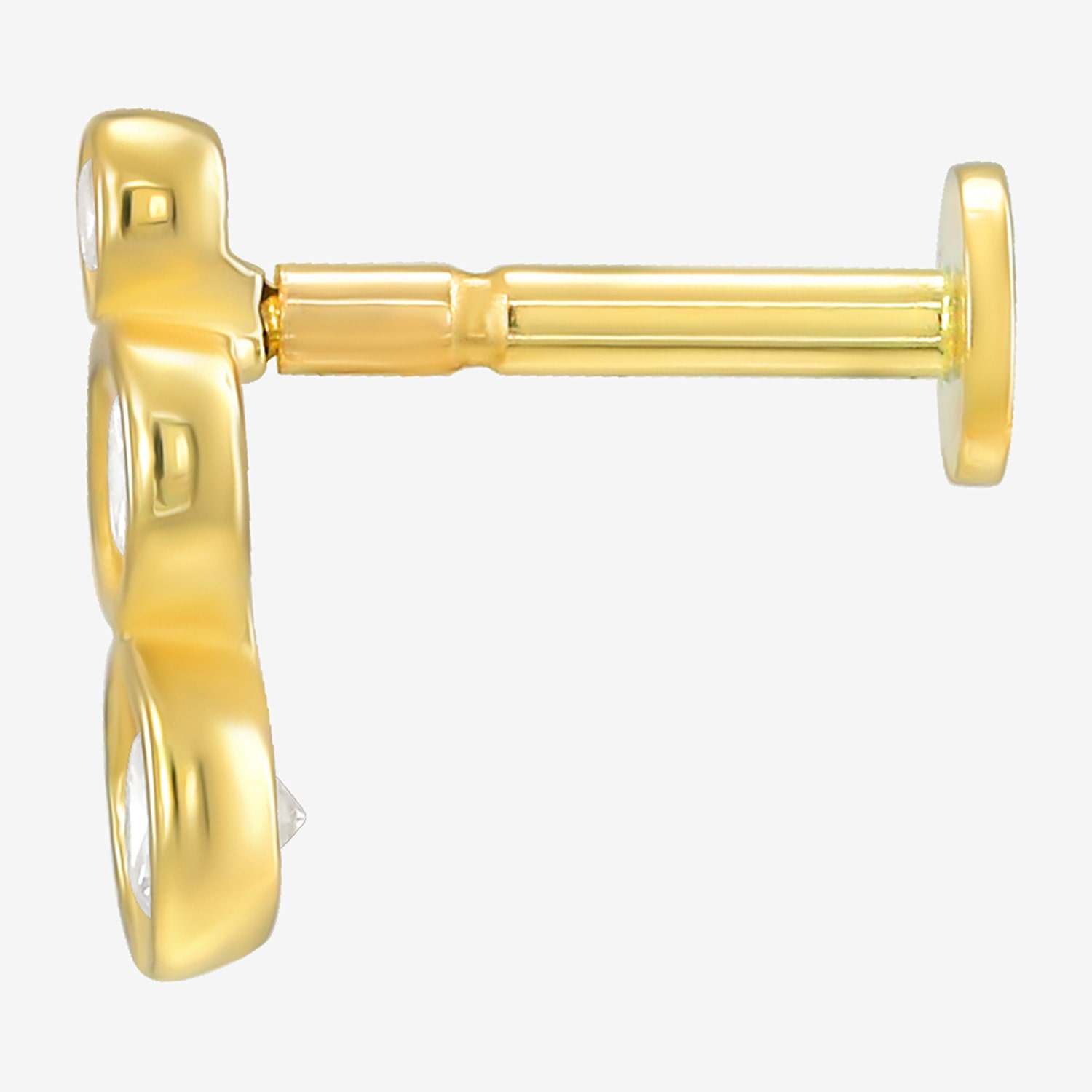 Gold Addiction Womens White 10K Gold 8mm Single Earring