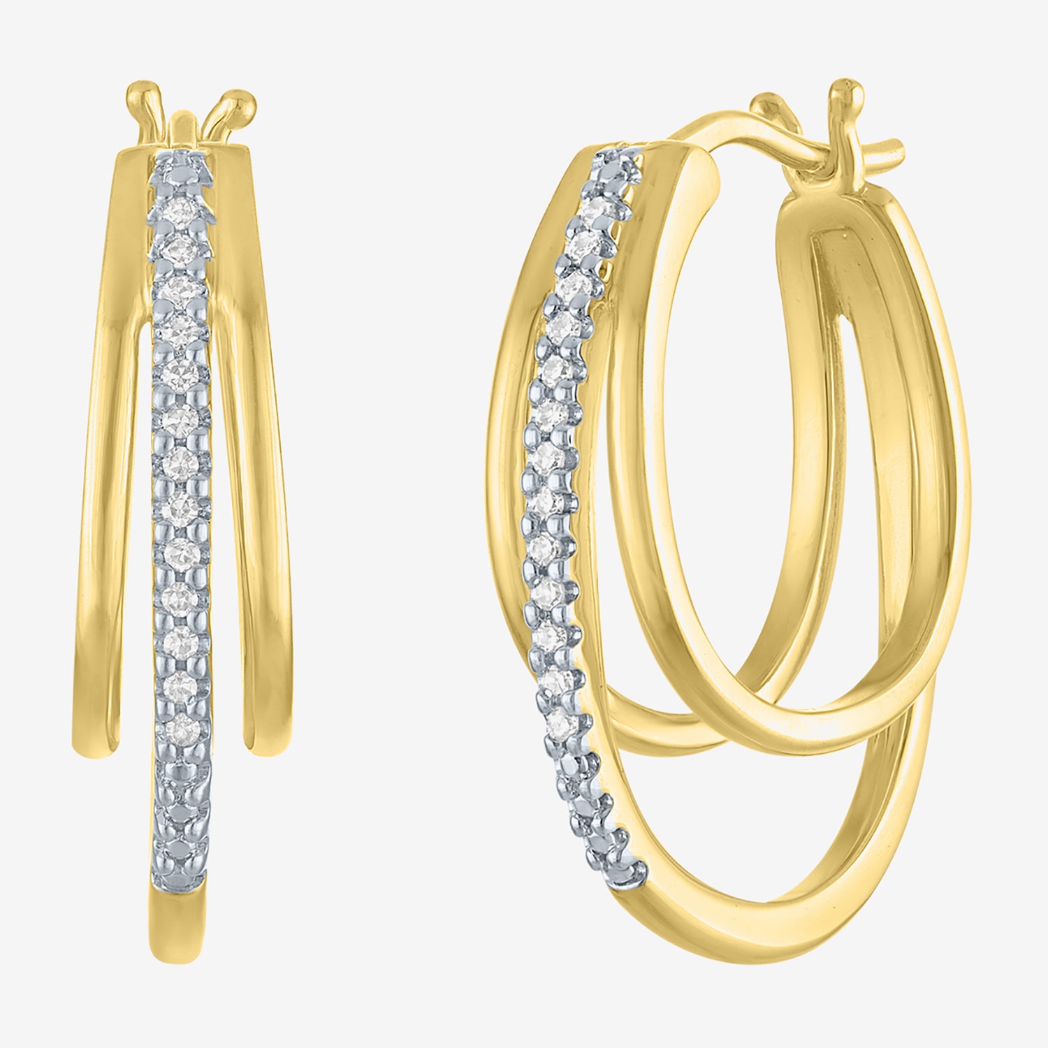 Yes Please! (G-H / Si2-I1) Womens 1/10 CT. T.W. Lab Grown White Diamond 14K Gold Over Brass 23mm Hoop Earrings