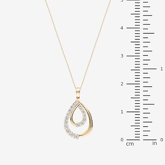 (F / Si2) Womens 1 CT. T.W. Lab Grown White Diamond 14K Gold Over Silver 18 Inch Pendant Necklace