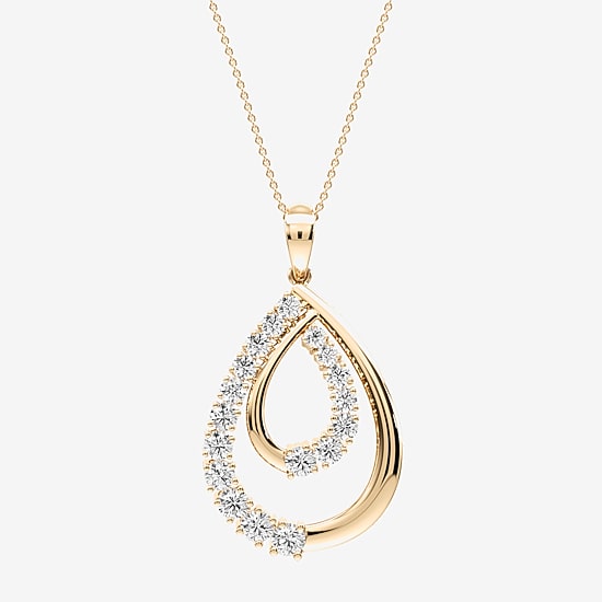 (F / Si2) Womens 1 CT. T.W. Lab Grown White Diamond 14K Gold Over Silver 18 Inch Pendant Necklace