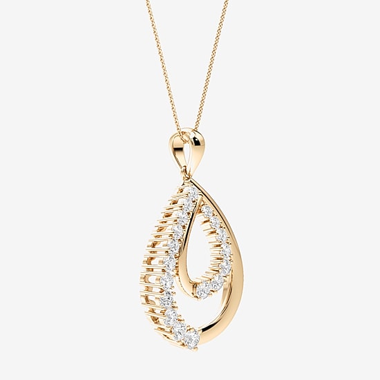 (F / Si2) Womens 1 CT. T.W. Lab Grown White Diamond 14K Gold Over Silver 18 Inch Pendant Necklace